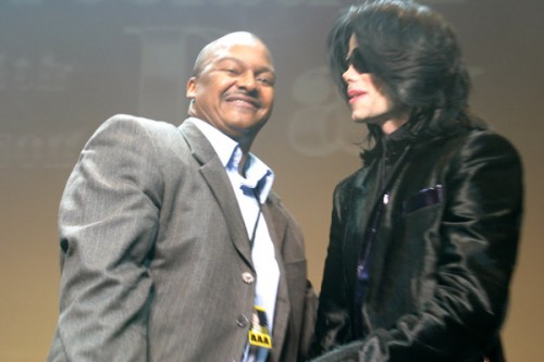 Michael Jackson (right) and fan