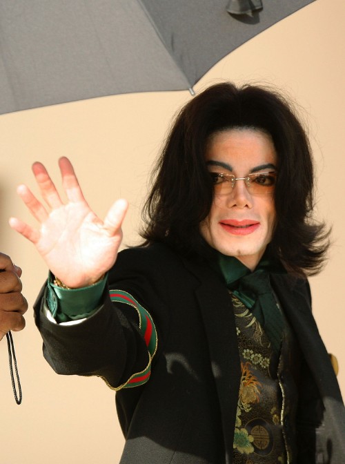 SANTA MARIA, CA - April 18: Michael Jackson arrives outside the Santa Barbara County Courthouse for 