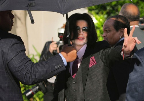 SANTA MARIA, CA - MARCH 8: Michael Jackson and his father Joe Jackson arrive at The Santa Maria Supe