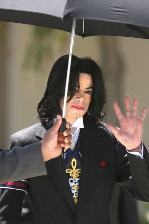 SANTA MARIA, CA - MAY 23: Michael Jackson leaves the Santa Barbara County Courthouse after a day in 