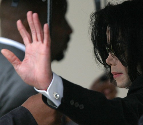 SANTA MARIA, CA - MAY 5: Singer Michael Jackson waves as he arrives at the Santa Barbara County Supe